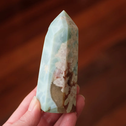 Rare Blue Flower Agate Tower | Green Flower Agate Crystal Point