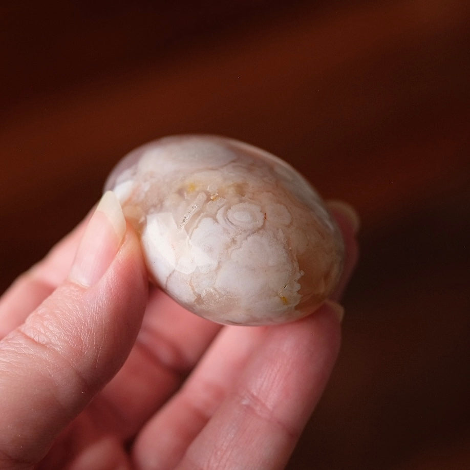 Flower Agate Palm | Cherry Blossom Agate Crystal Palm Stone