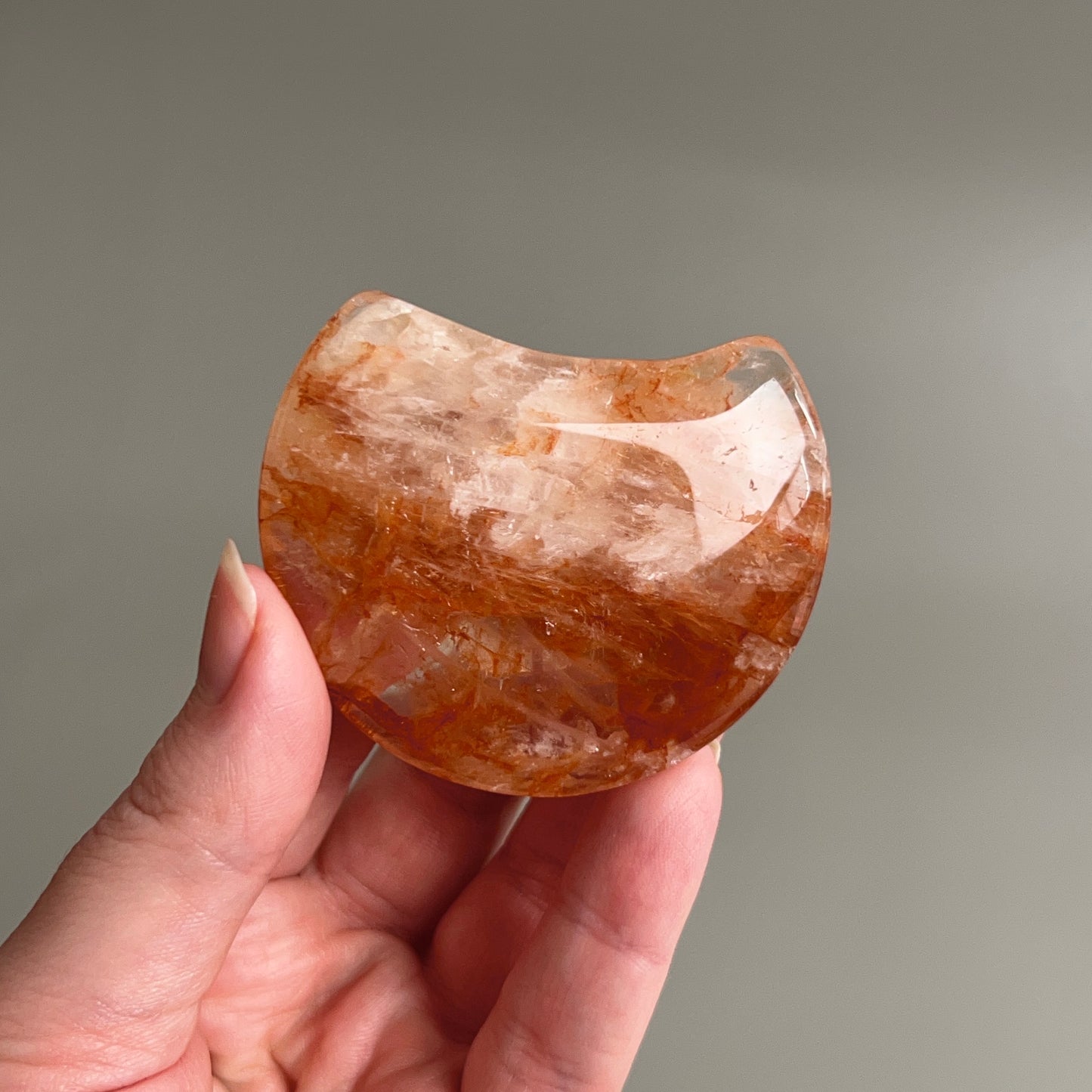 Fire Quartz Moon | Hematoid Quartz Crystal Moon