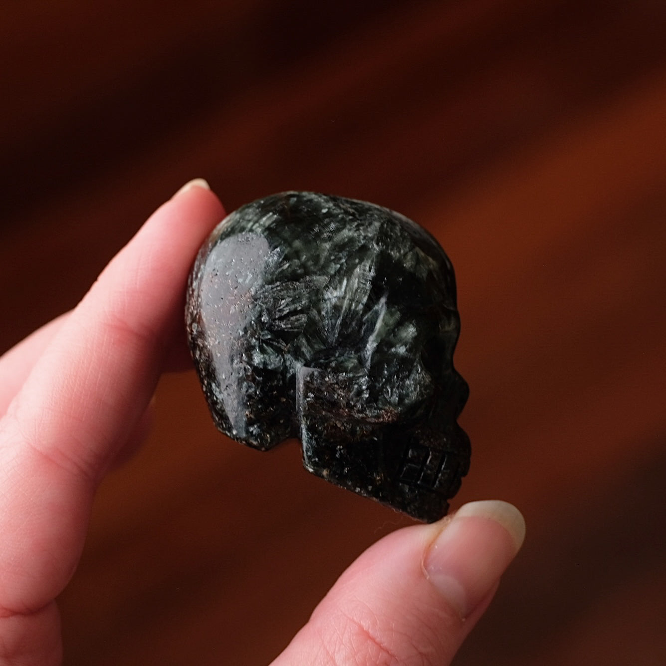 Seraphinite Crystal Skull | Rare Skull Carving