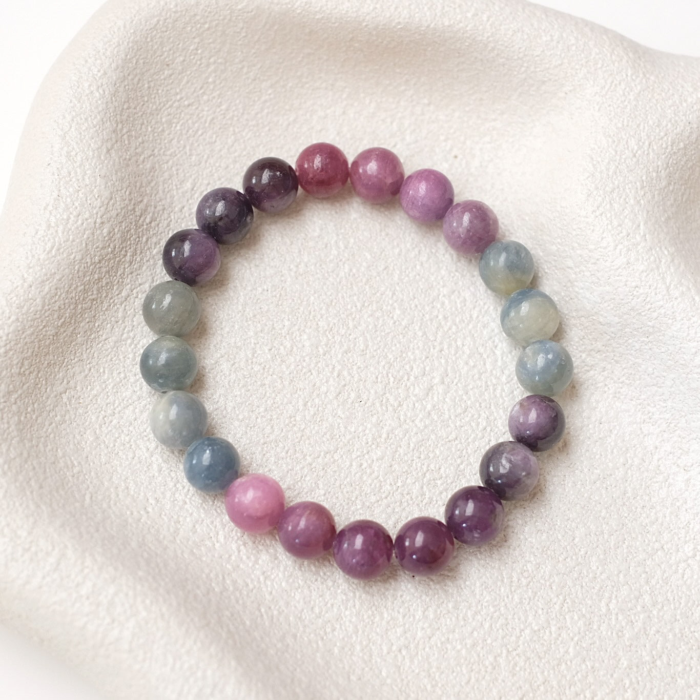 Ruby & Sapphire Bracelet | OOAK Ruby Crystal Stretch Bracelet