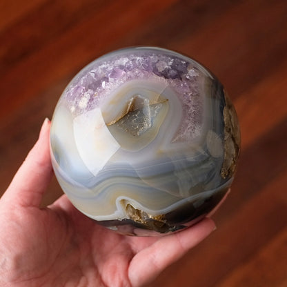XL Geode Amethyst Sphere | Amethyst & Agate Crystal Sphere