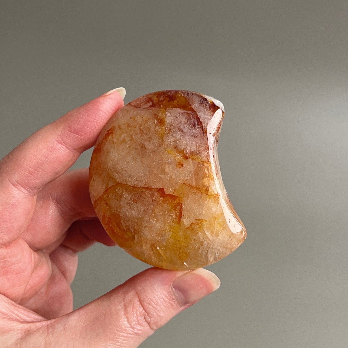 Golden Healer Quartz Moon | Hematoid Quartz Crystal Moon