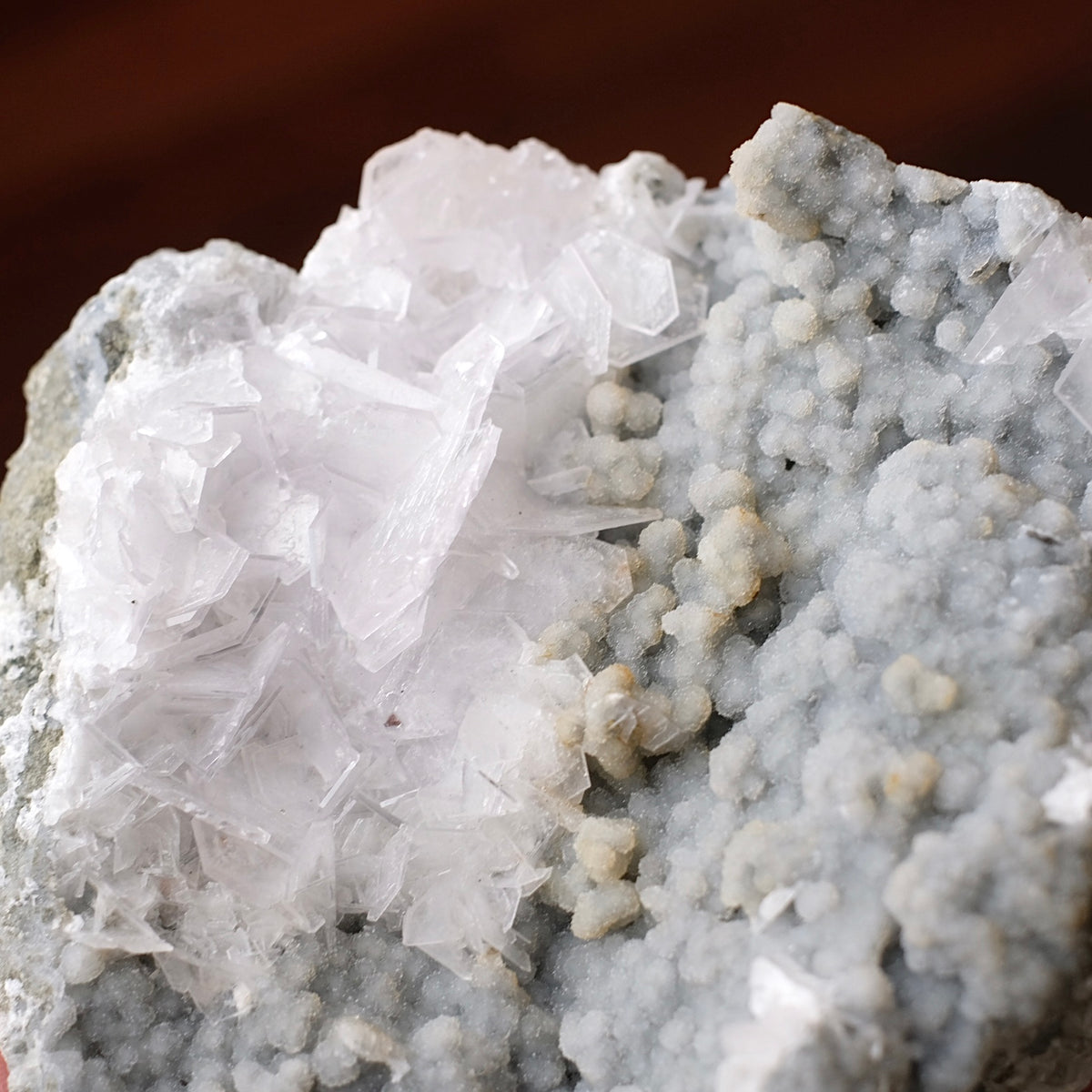 Tabular Calcite & Druzy Chalcedony Cluster | Calcite Crystal Specimen