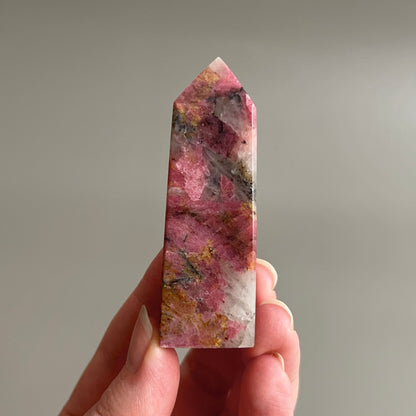 Rhodonite & Quartz Point | Rhodonite Crystal Tower