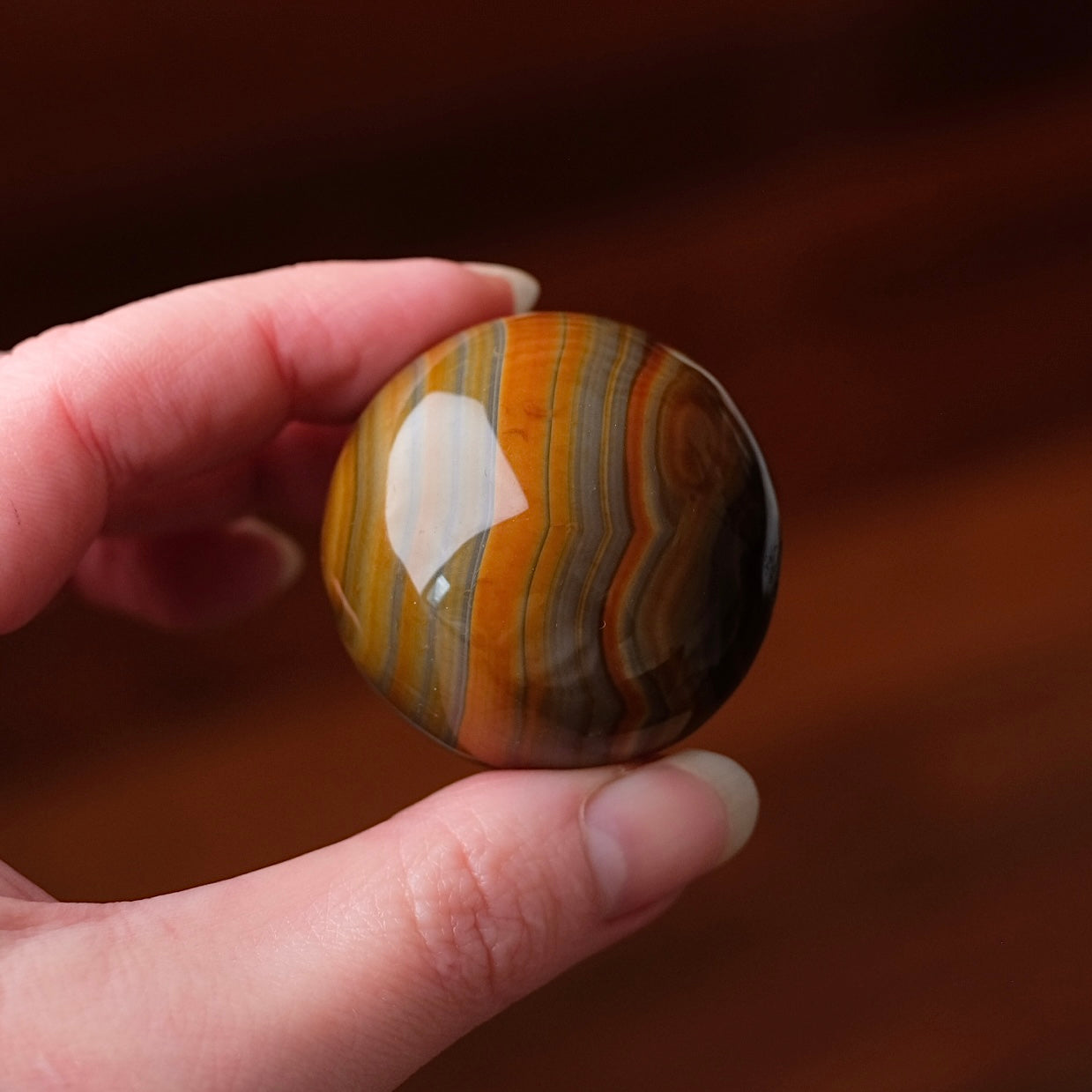 Sardonyx Sphere | Banded Orange Agate Crystal Sphere