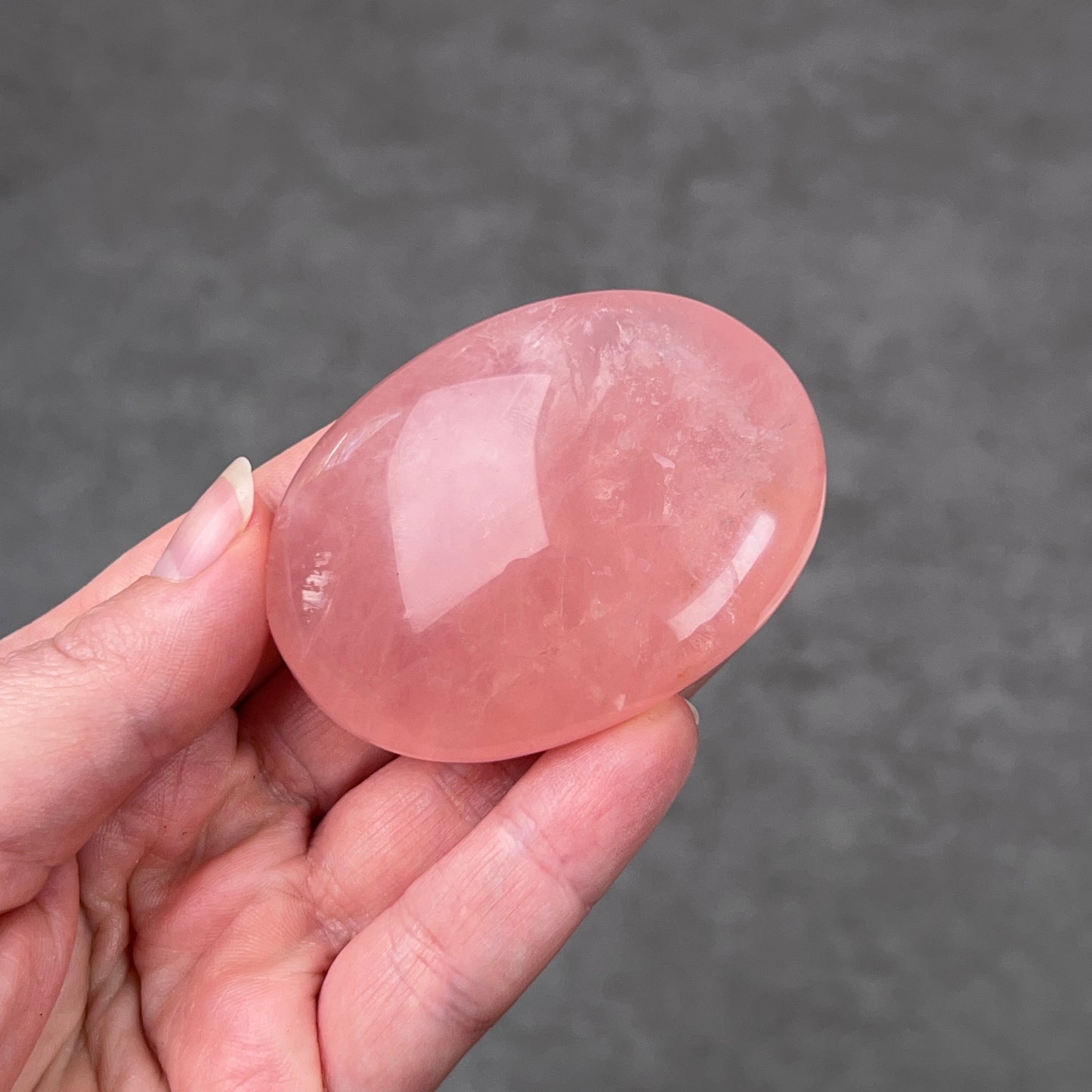 Gemmy Peach Rose Quartz Palm | Rose Quartz Crystal Palmstone