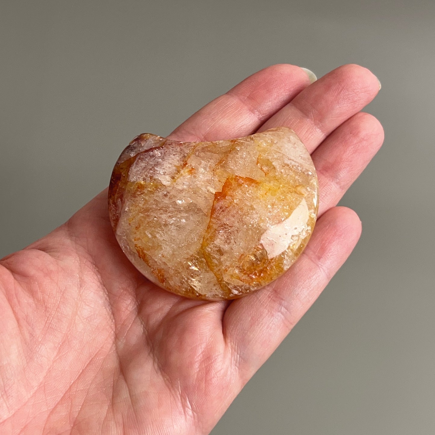 Golden Healer Quartz Moon | Hematoid Quartz Crystal Moon