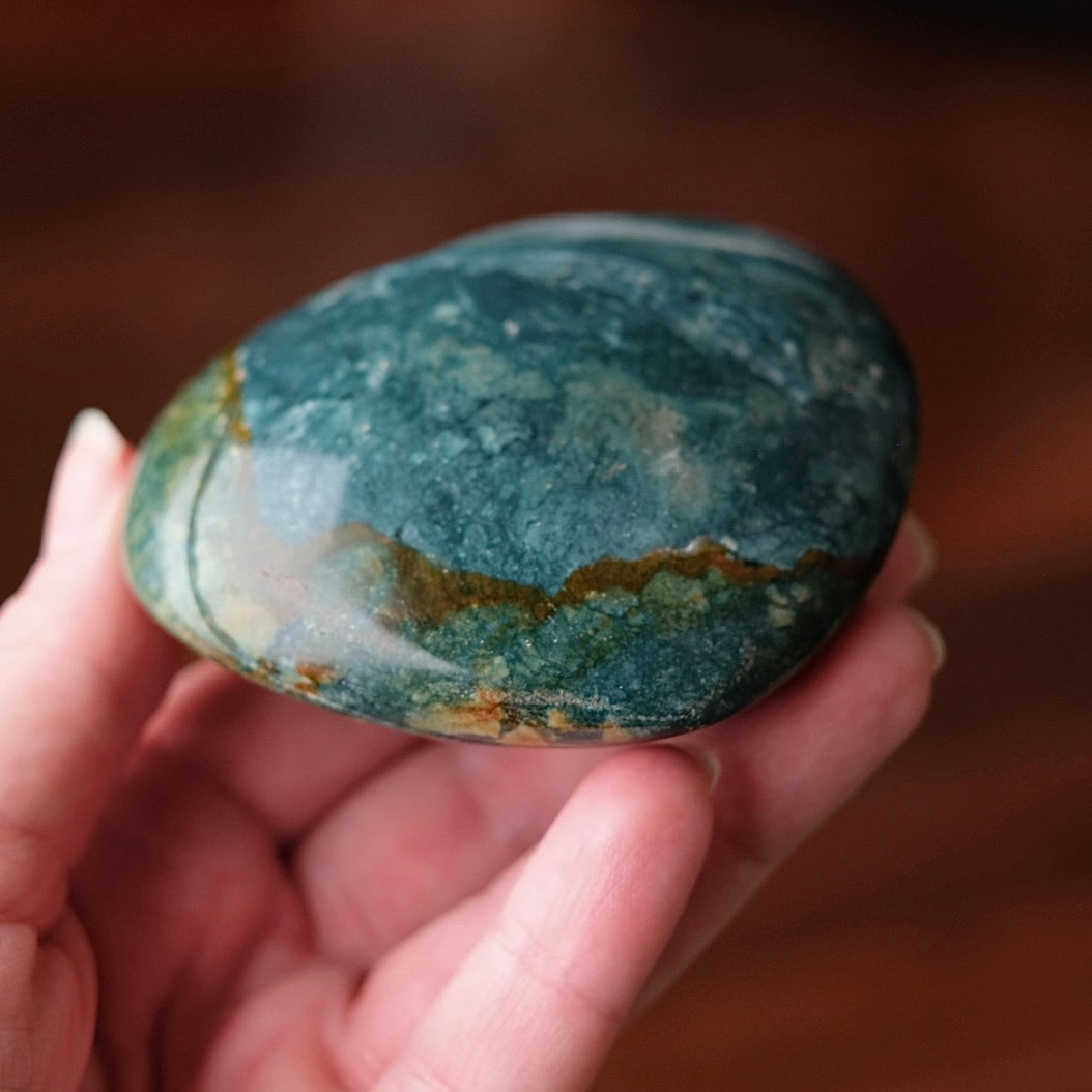 Sea Jasper Heart | Green Jasper Crystal Heart Carving
