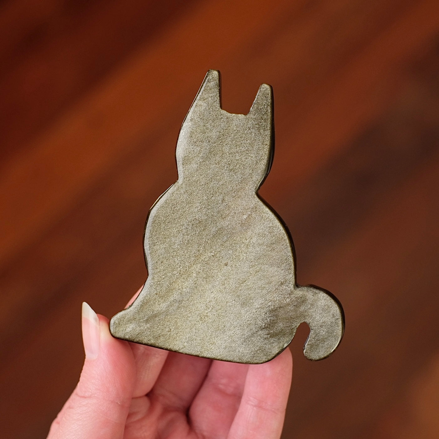 Gold Sheen Obsidian Cat Carving | Crystal Cat Figure