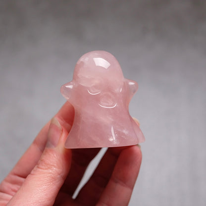 Rose Quartz Ghost | Cute Halloween Crystal Carving