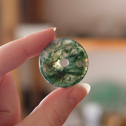 Moss Agate Donut | Crystal Donut Pendant