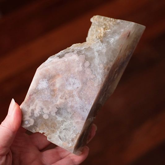Green Quartz + Pink Amethyst Freeform | Prasiolite Flower Agate Crystal Display
