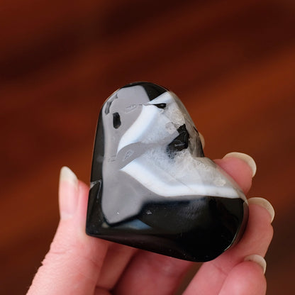 Black Agate Heart | Agate + Quartz Crystal Heart