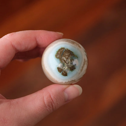 Blue Flower Agate Sphere | Green Flower Agate Crystal Sphere