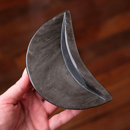 Silver Sheen Obsidian Moon Bowl | Crystal Dish