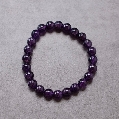 Amethyst Bracelet | Deep Purple Amethyst Crystal Stretch Bracelet