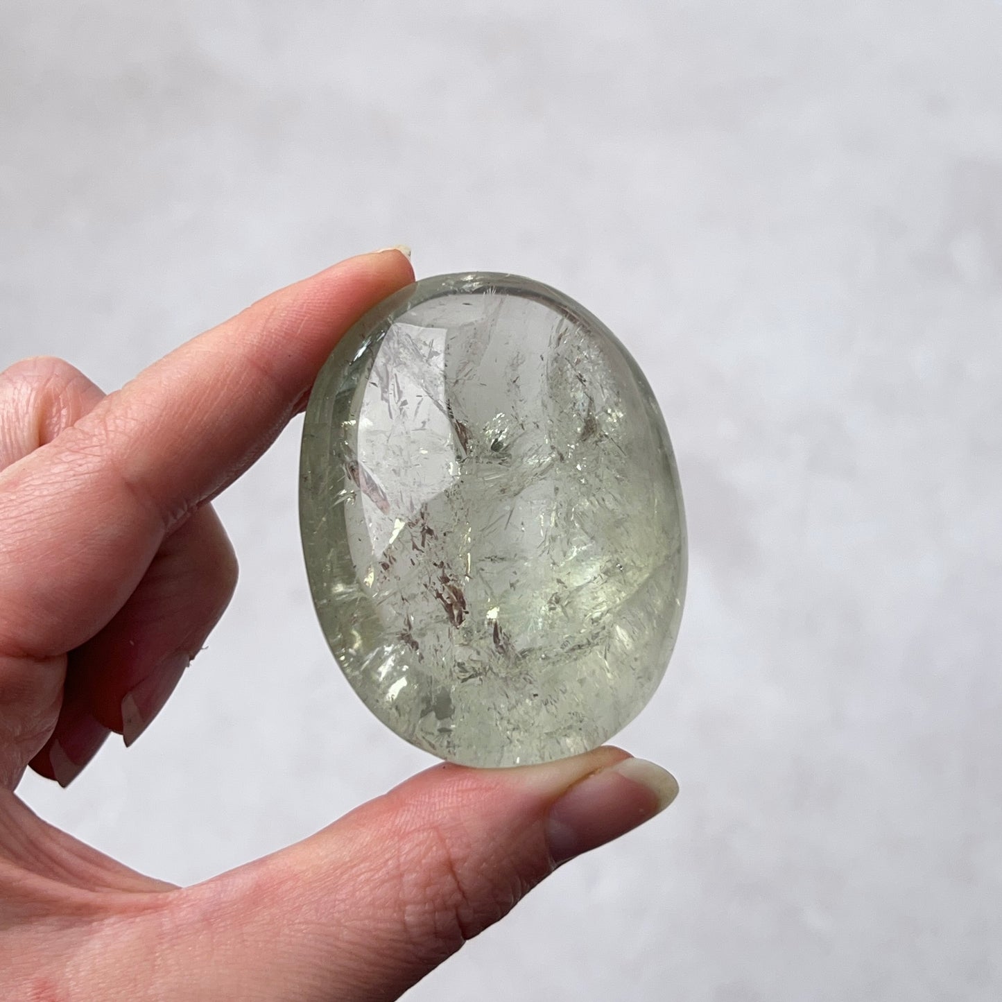 Prasiolite Palm | Green Amethyst Crystal Palmstone