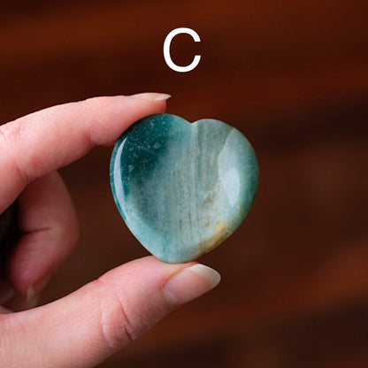 Sea Jasper Worry Stone | Heart Shaped Crystal Thumb Stone