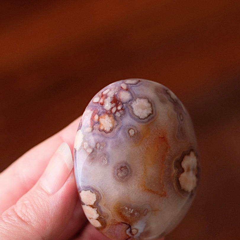 Flower Agate & Quartz Palm | Flower Agate Crystal Palm Stone