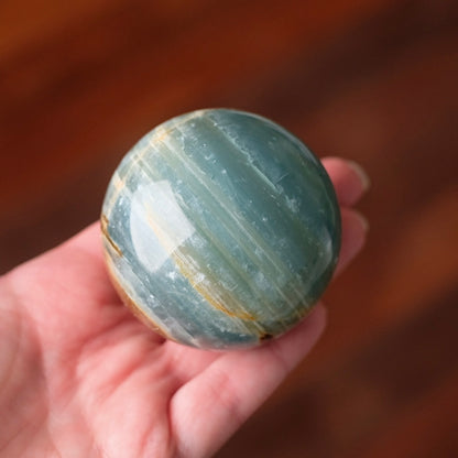Lemurian Aquatine Calcite Sphere | Blue Onyx Crystal Sphere