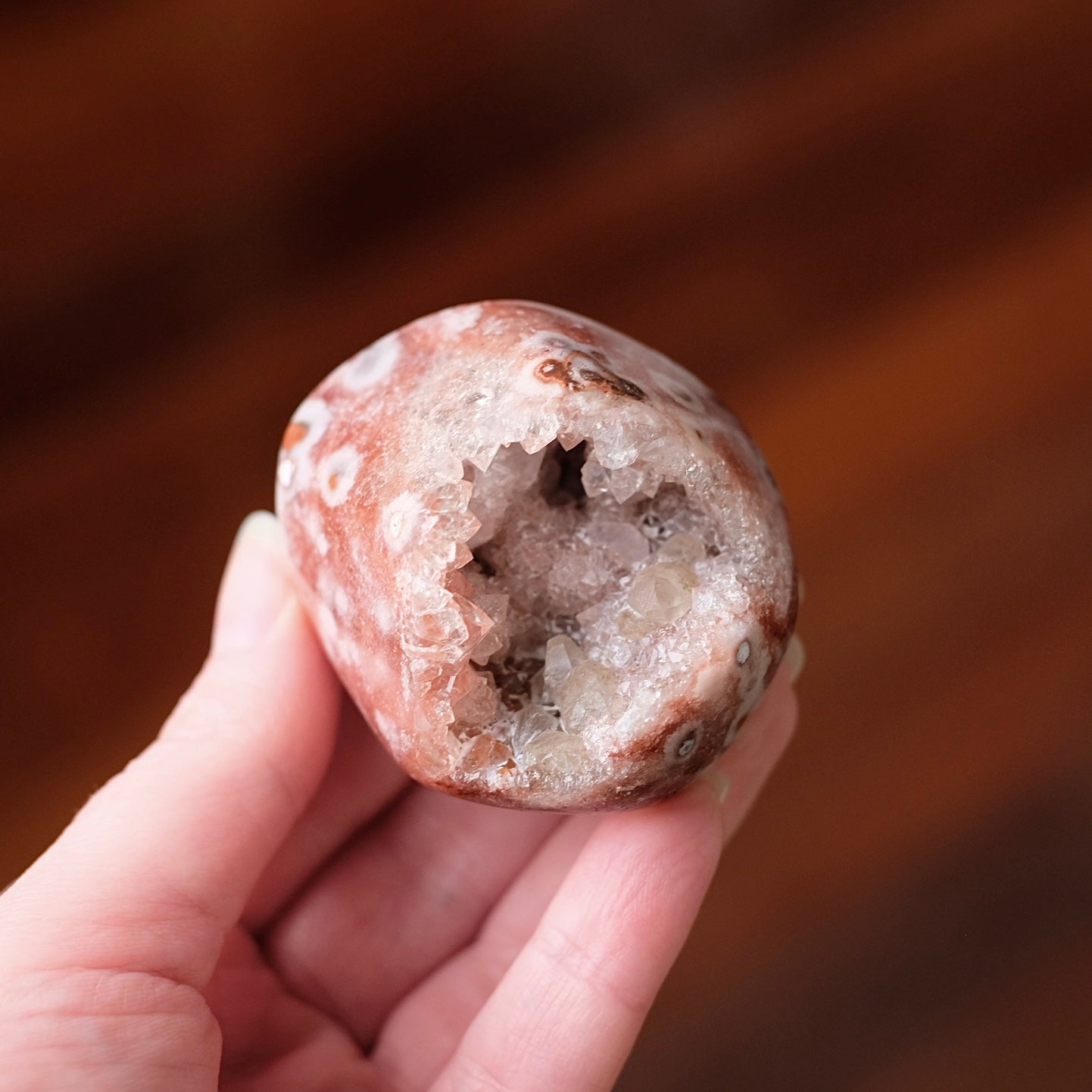 Raspberry Pink Amethyst Geode | Polished Pink Amethyst Crystal Specimen 6