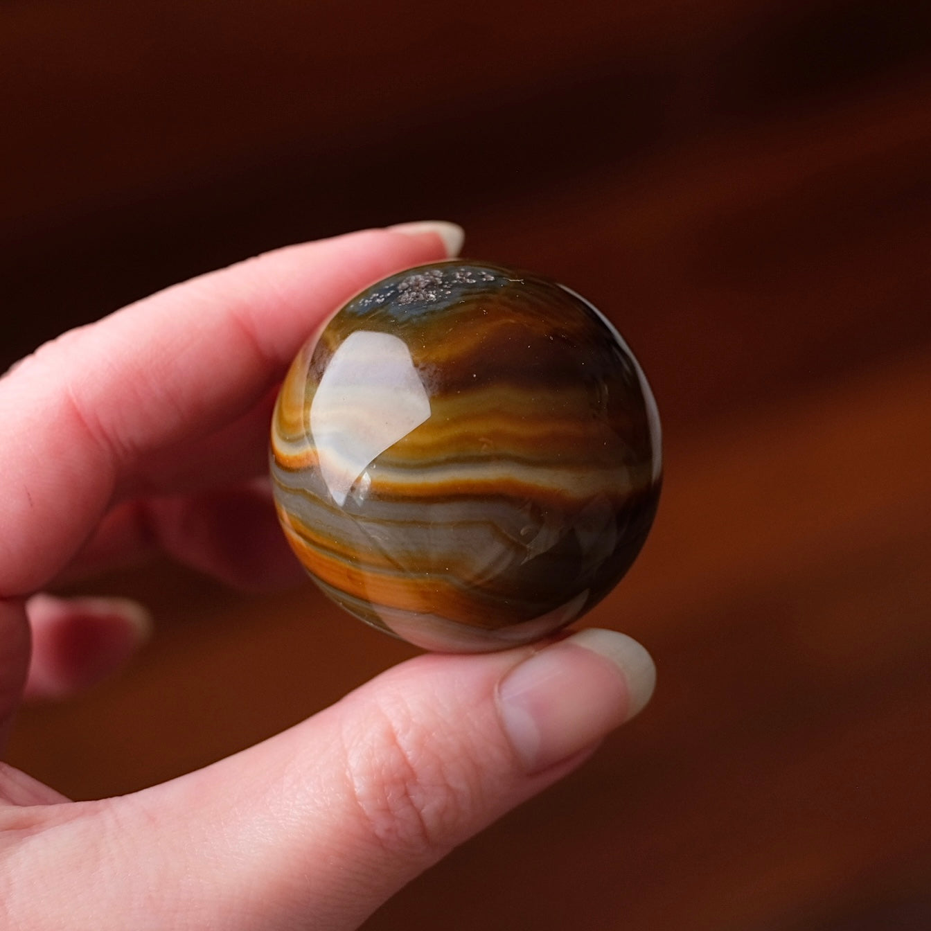 Sardonyx Sphere | Banded Orange Agate Crystal Sphere
