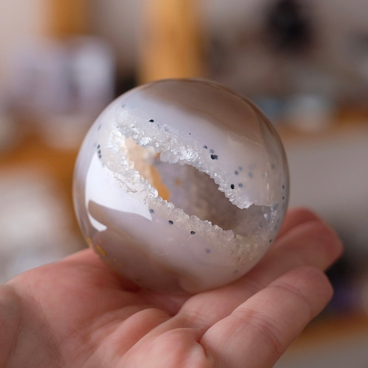 Druzy Agate Geode Sphere | Agate Crystal Sphere