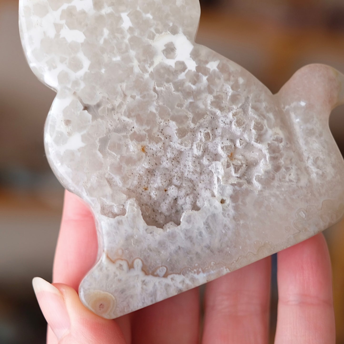 Agate Cat Carving | Druzy Agate Crystal Cat Carving