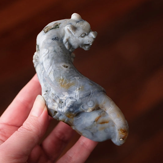 Ocean Jasper Tiger Carving | Tiger Figure Statue