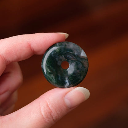 Moss Agate Donut | Crystal Donut Pendant