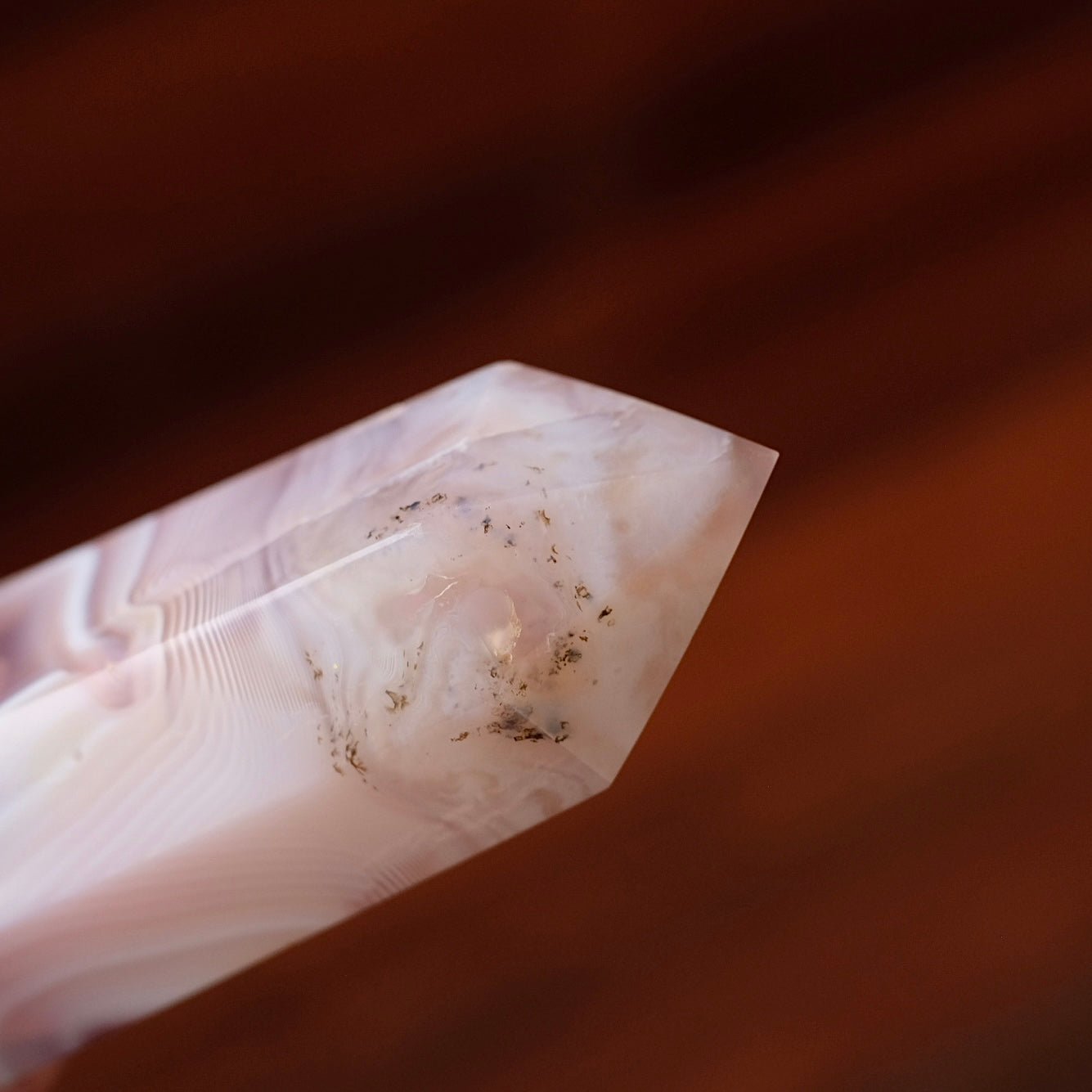 Pink Jelly Agate Point | Pink Agate Crystal Tower