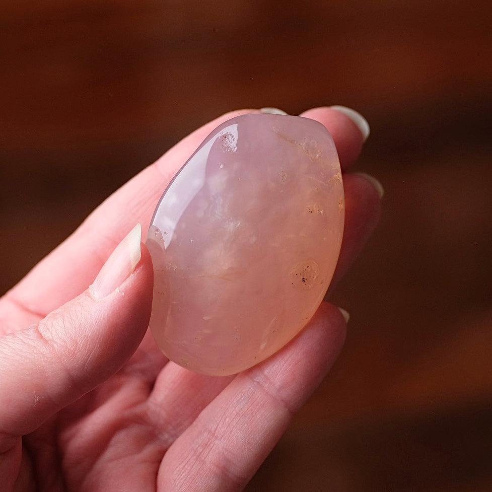 Pink Chalcedony Palm | Chalcedony Pocket Stone
