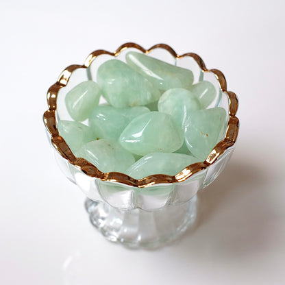 Mint Prehnite Tumbles | Green Blue Prehnite Tumbled Crystal