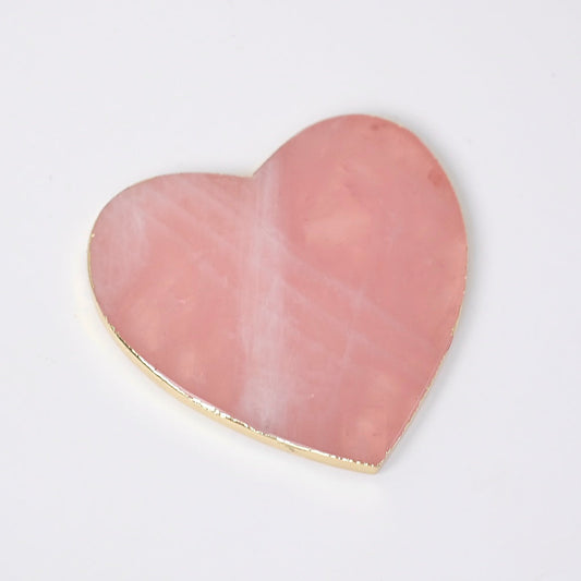 Gilded Rose Quartz Coaster | Heart Crystal Coaster