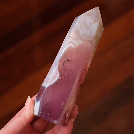 Pink Jelly Agate Point | Pink Agate Crystal Tower