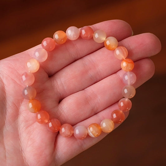 Yanyuan Agate Bracelet | Pink Agate Crystal Stretch Bracelet