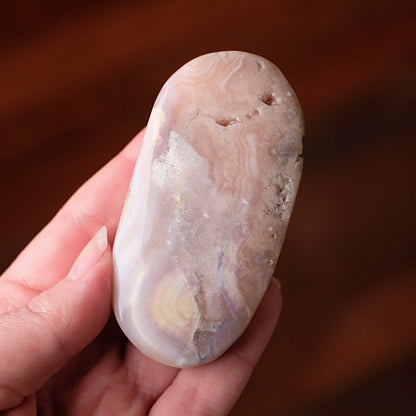 Pink Amethyst + Flower Agate Palm | Pink Amethyst Crystal Palm Stone