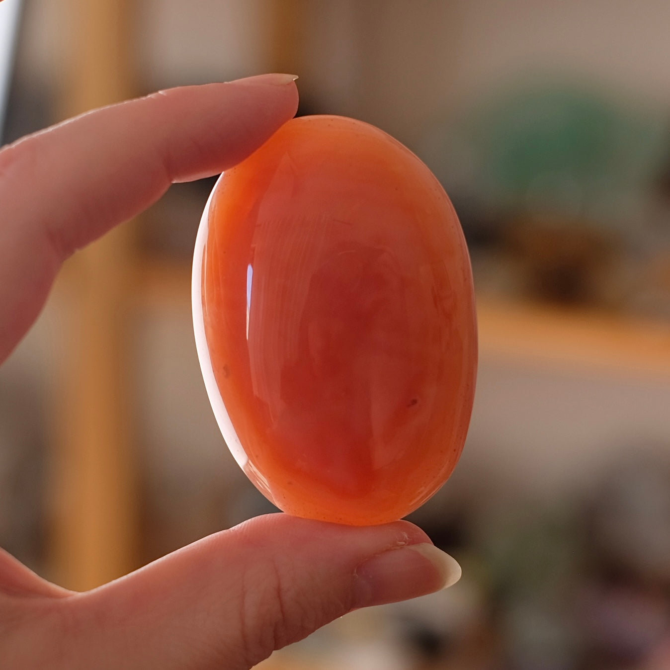 Pink Carnelian Palm | Carnelian Crystal Palm Stone