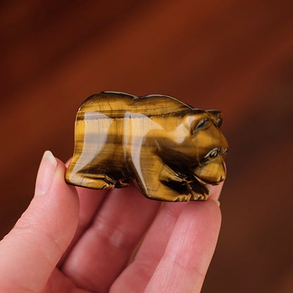 Tiger Eye Bear Carving | Crystal Animal Carving