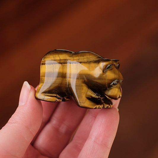 Tiger Eye Bear Carving | Crystal Animal Carving