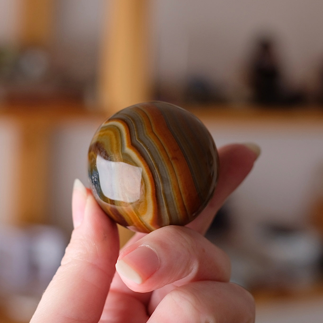 Sardonyx Sphere | Banded Orange Agate Crystal Sphere