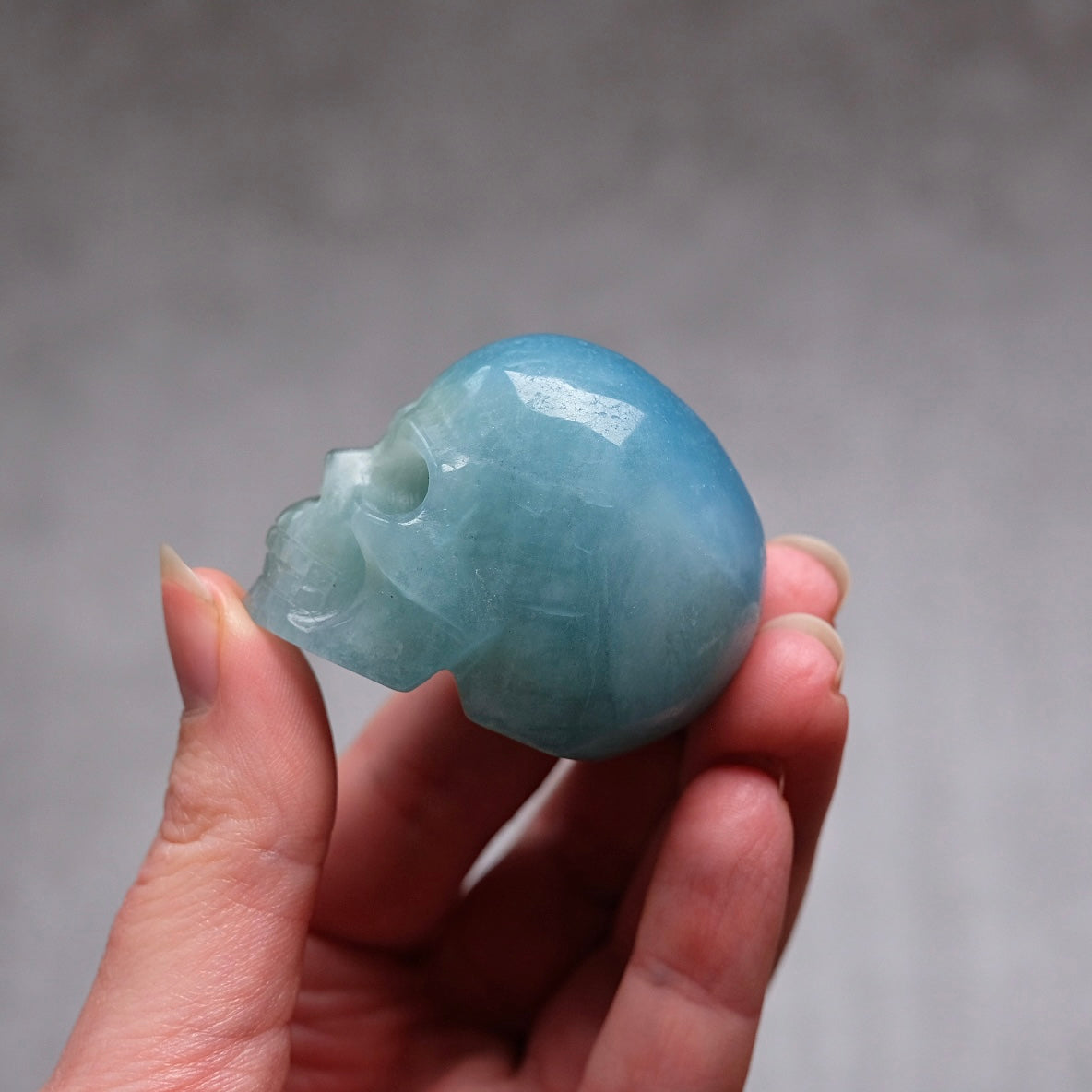 Rare Aquamarine Skull | Blue Aquamarine Crystal Skull