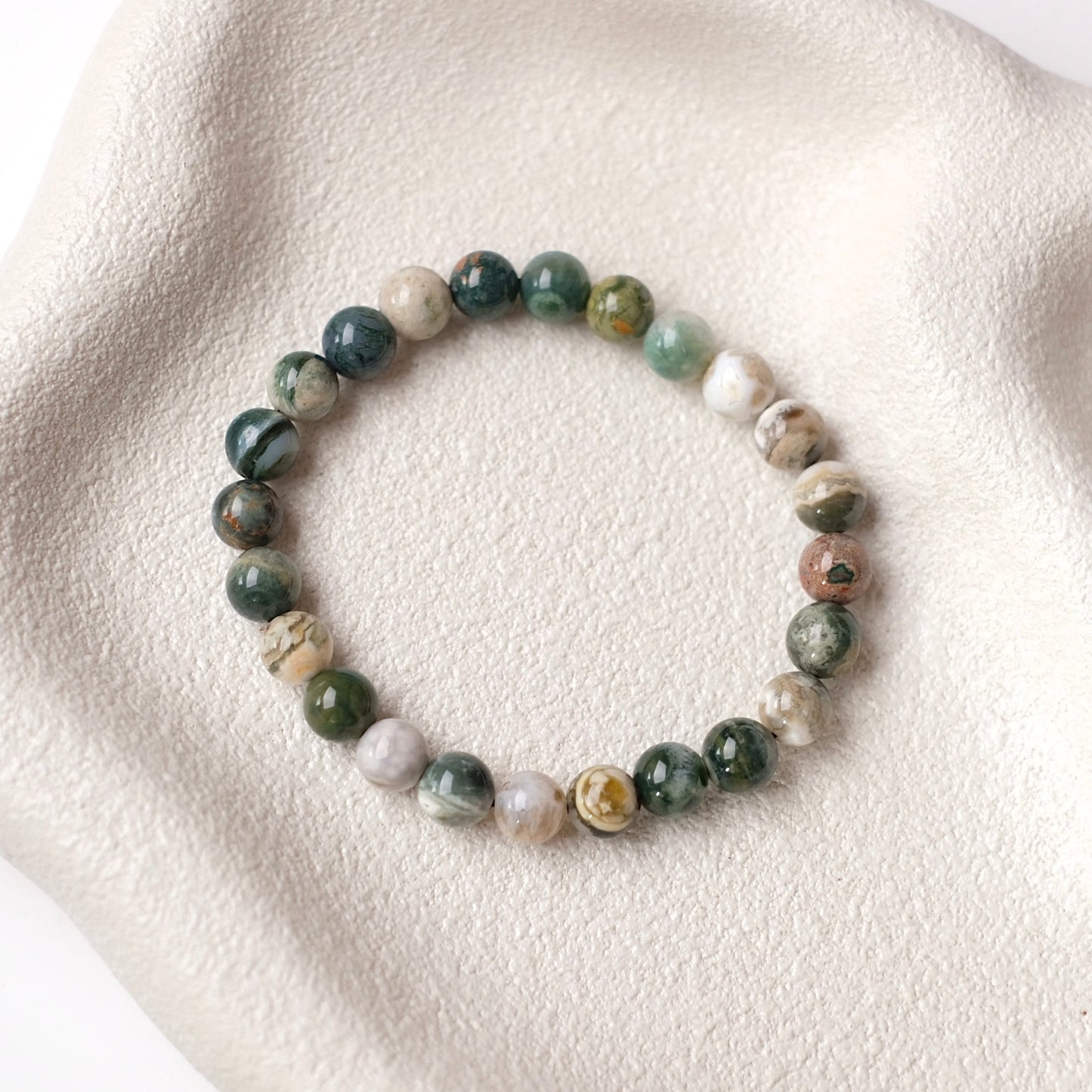 Ocean Jasper Bracelet | Orbicular Jasper Crystal Stretch Bracelet