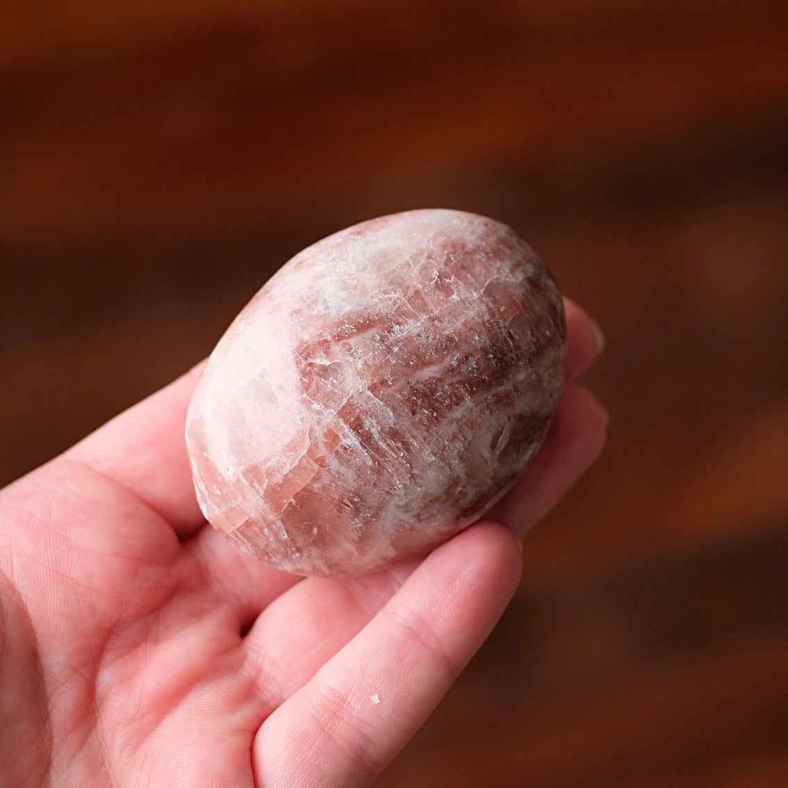 Rose Calcite Palm | Calcite Crystal Palmstone