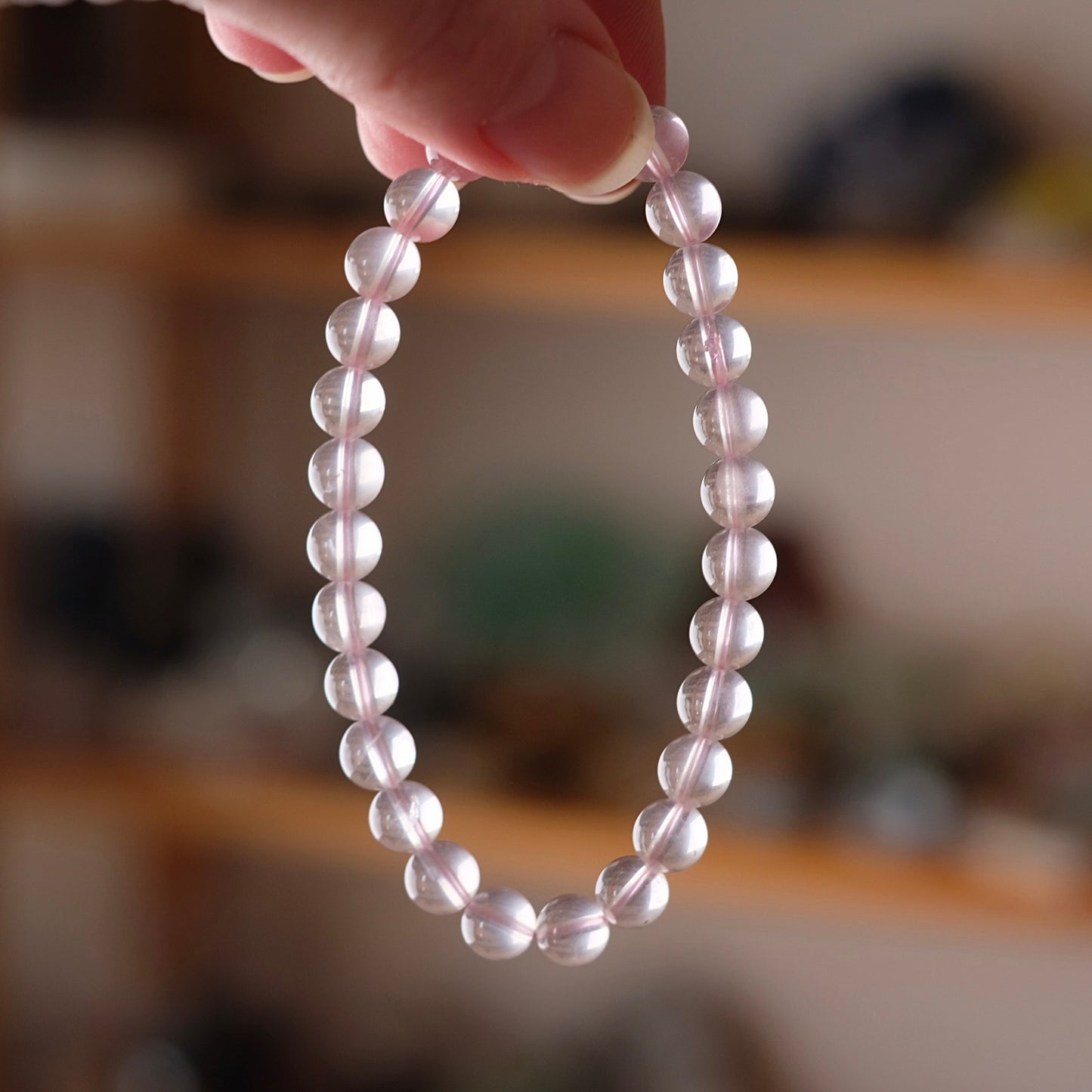 Mozambique Rose Quartz Bracelet | Crystal Stretch Bracelet