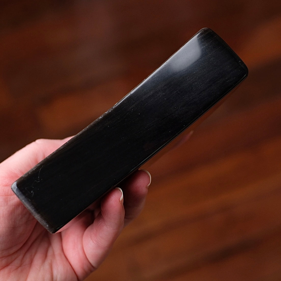 Silver Sheen Obsidian Moon Bowl | Crystal Dish