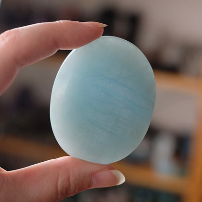 Aquamarine Palm | Blue Aquamarine Crystal Palmstone