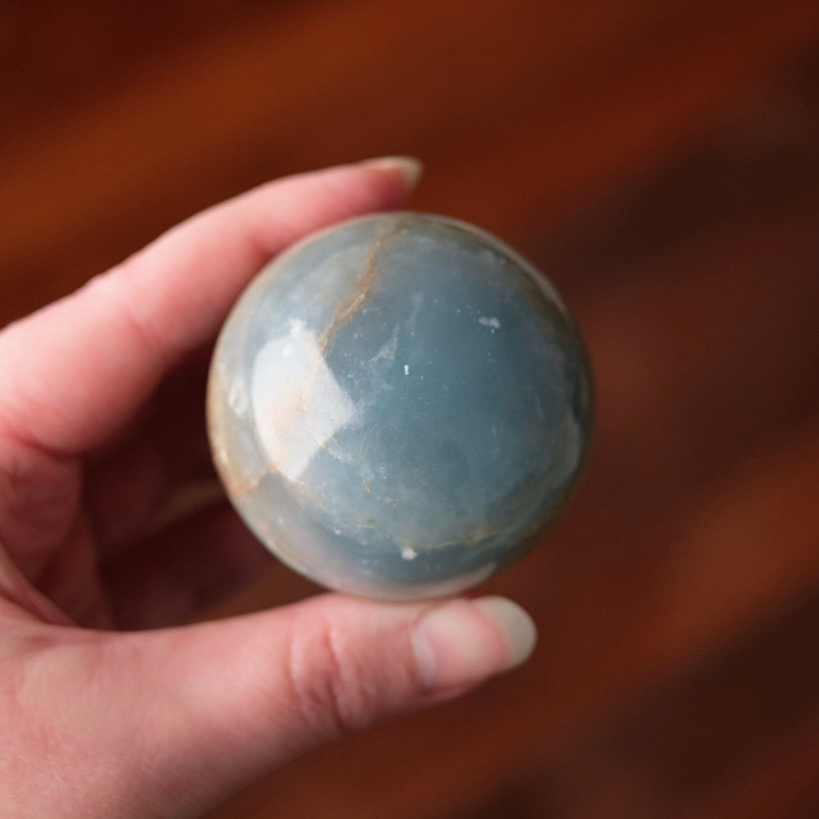 Lemurian Aquatine Calcite Sphere | Blue Onyx Crystal Sphere
