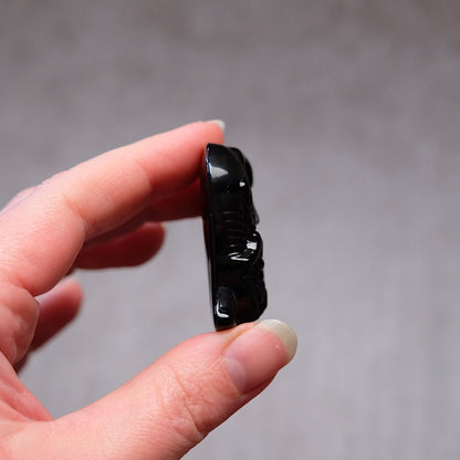 Black Obsidian Elephant Carving | Cute Crystal Carving